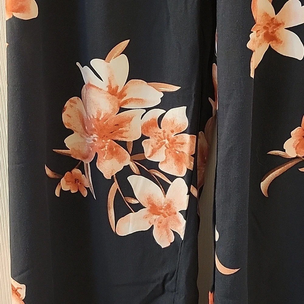 ROMWE BLACK FLORAL PRINT BOW LOUNGEWEAR/SLEEP PANT-NWT - Picture 5 of 8